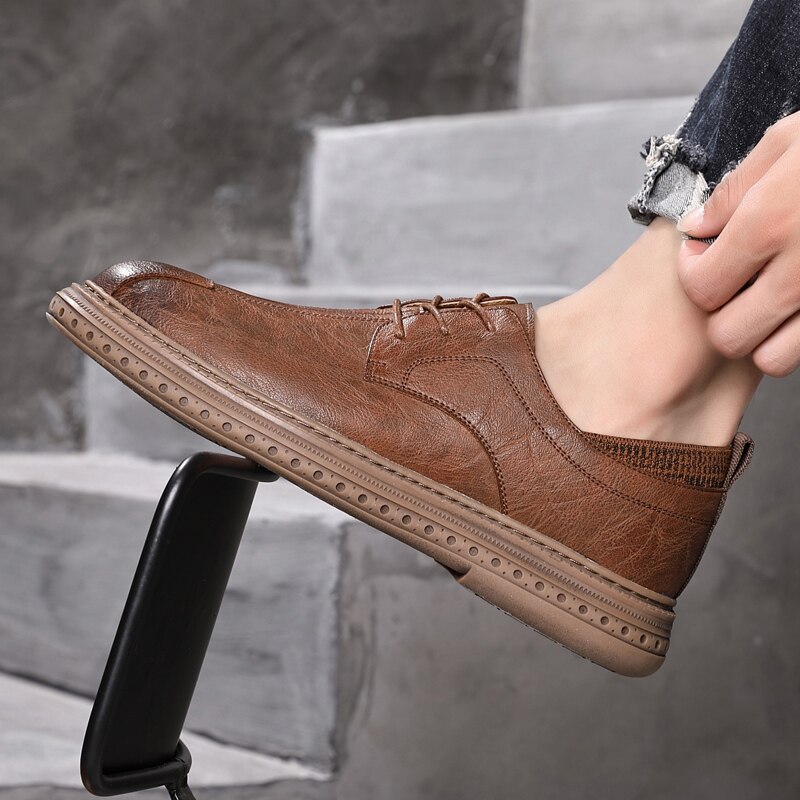 Leren schoenen heren casual schoenen zacht leer heren oxfords casual schoenen veterschoenen martin schoenen herenschoenen zwart bruin
