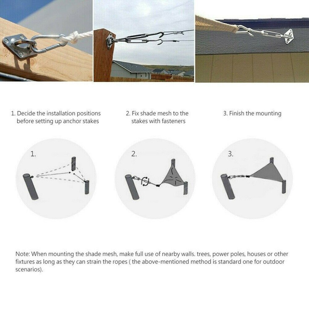 24Pcs/Set Sun Shade Sail Stainless Steel Hardware Installation Kit Turnbuckle Pad Eye Snap Hook Accessories