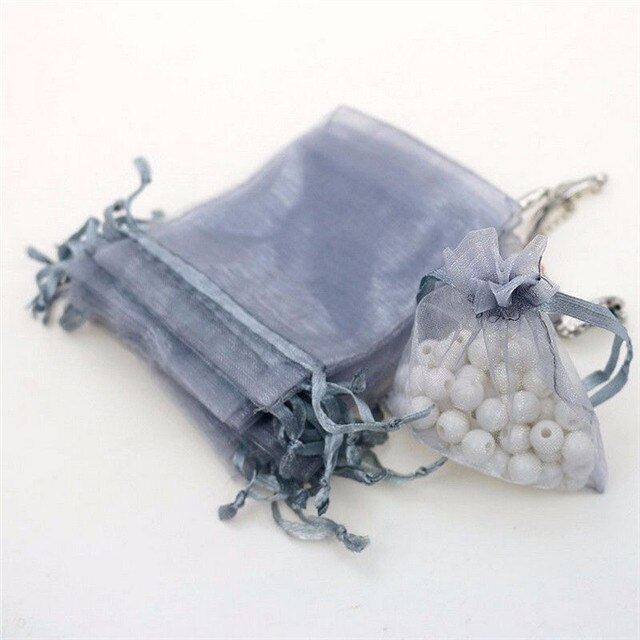 50 sztuk (13x18cm)Organza opakowanie na biżuterię upominek cukierki wesele Goodie pakowanie sprzyja ciasto słodycze woreczki torby obecne: Szary