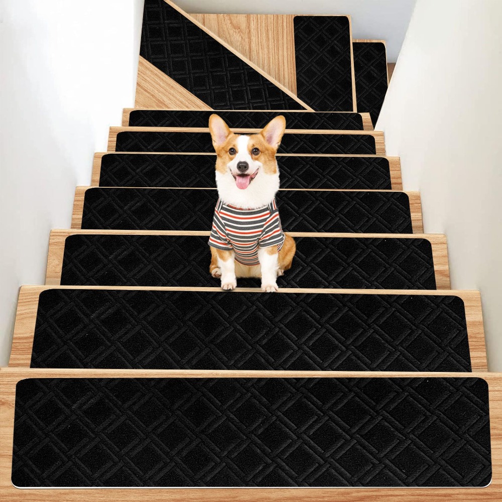 Self-adhesive Staircase Mat Non-Slip Safety Stair Tread Carpet Mat Soft Stripe Protection Cover Pads Home Decor: SKY BLUE
