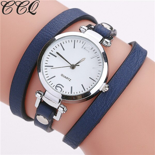 CCQ Brand Luxury Leather Bracelet Watch Ladies Quartz Watch Casual Women Wristwatches Relogio Feminino: blue