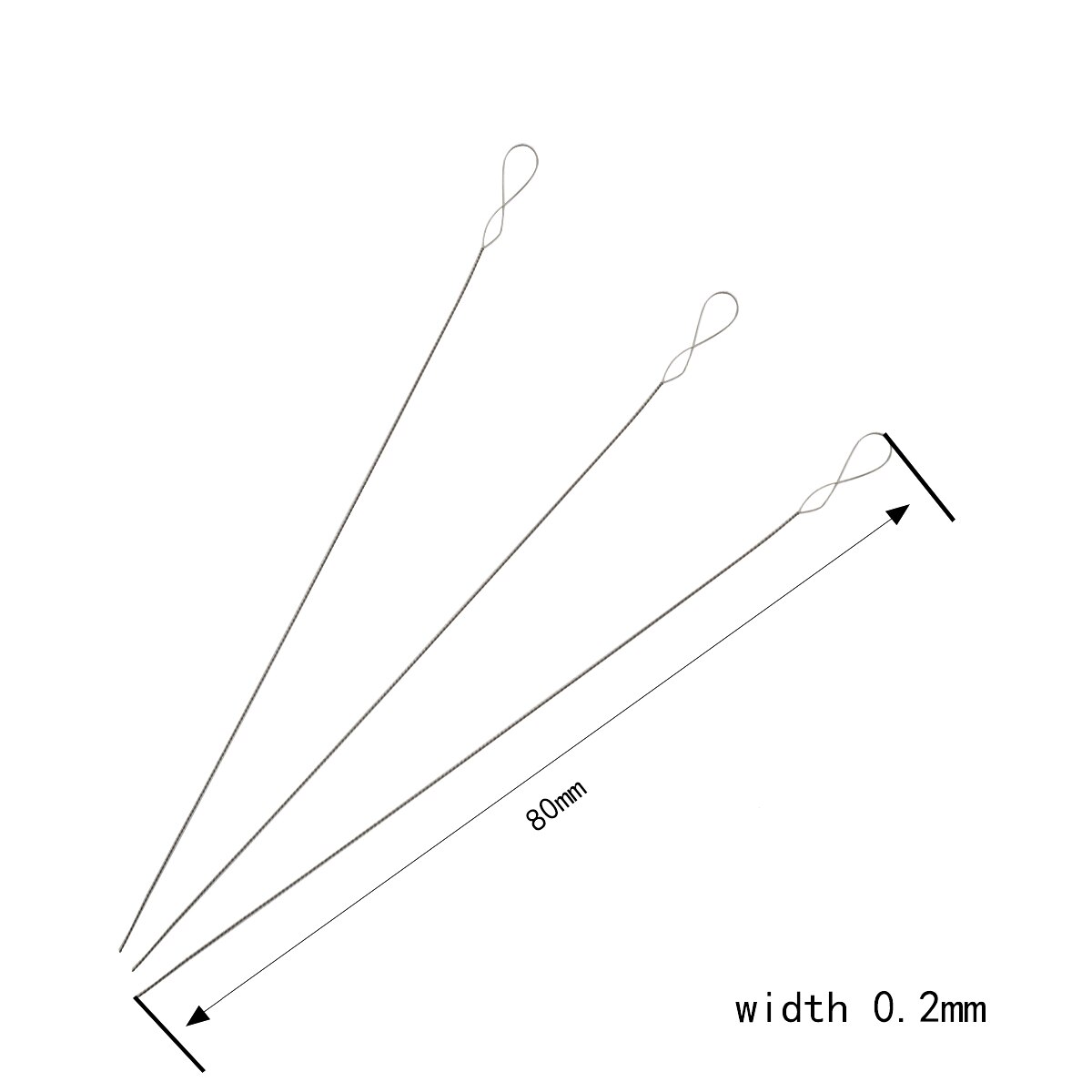 Agujas de acero inoxidable de 8-14cm de longitud para abalorios, alfileres de cuerda de hilo fácil, accesorios de joyería DIY: thickness 0.2mm / 1Pc