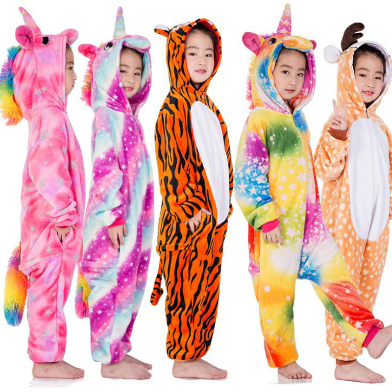 Niños animales unicornio Tigre kigumi set de pijamas de invierno Onesies niños Navidad Elk pijamas niños niña mono de franela