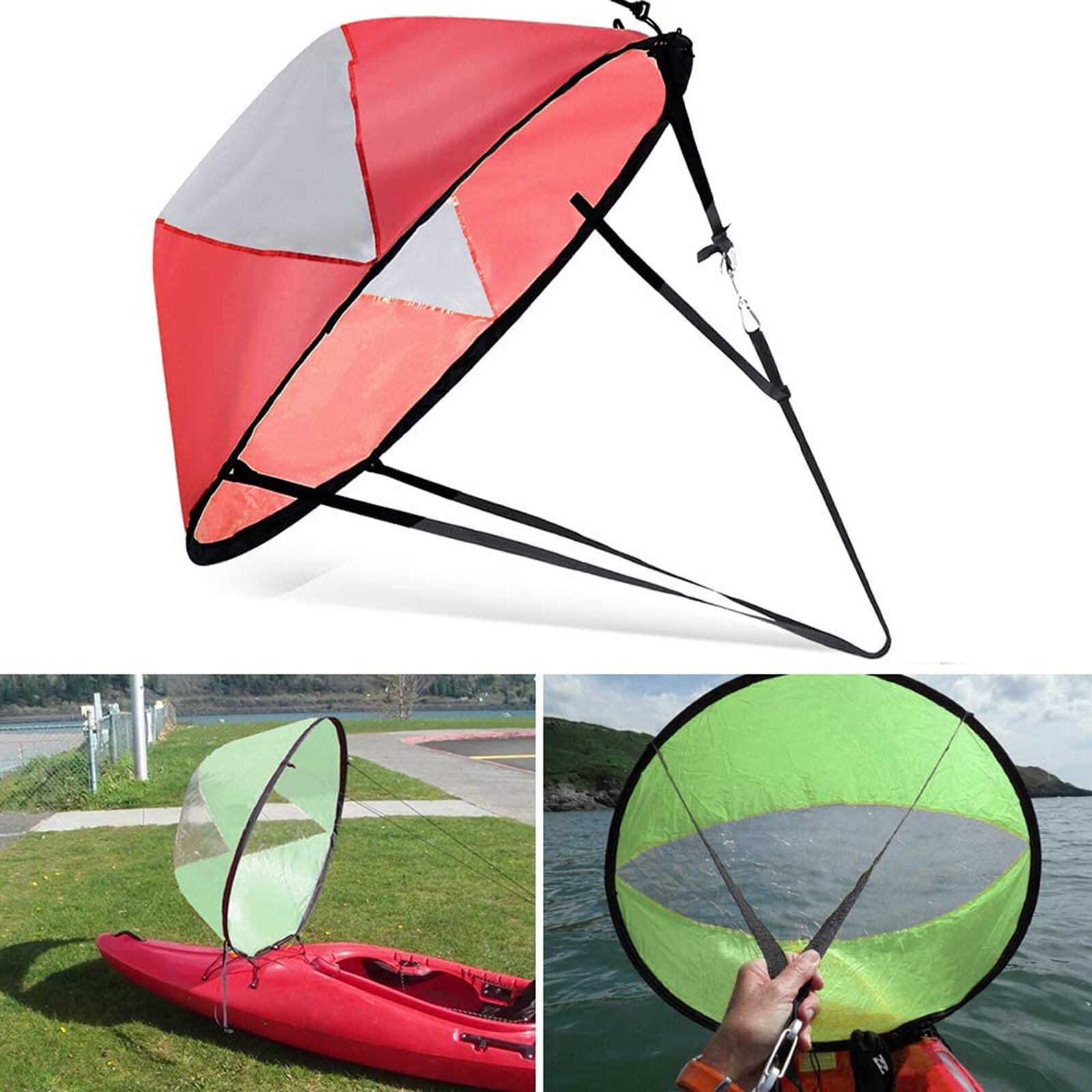 Foldable Kayak Boat Wind Sail Summer Surfing Wind Paddle Kayak Sail Durable Downwind Paddle Rowing Boats Wind w/ Clear Window