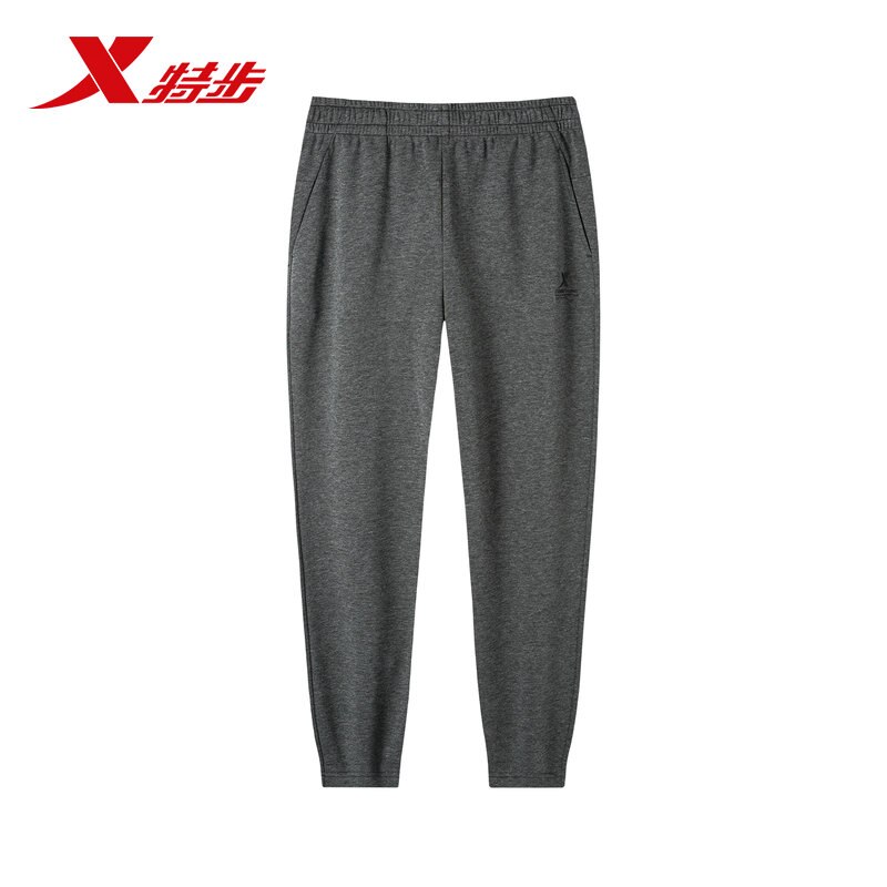 Xtep Mannen Sport Broek Winter Plus Fluwelen Comfortabel Ademend Losse Gebreide Broek Casual Mannen Broek Eenvoudige 881329639236: gray / XL