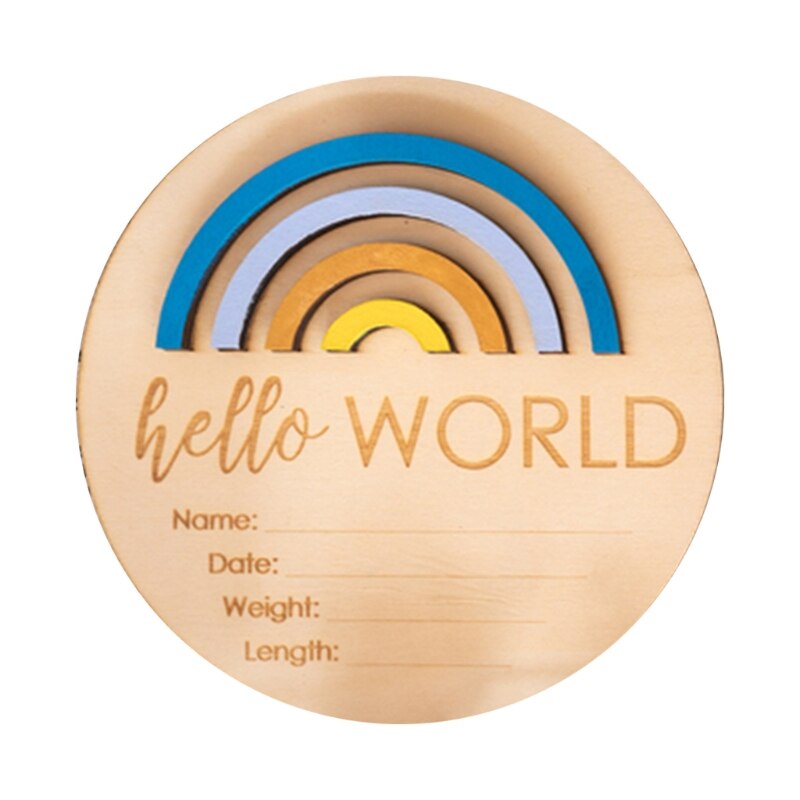 Wooden Rainbow Milestone Cards Growth Commemorate Baby Birth Monthly Recording Card Newborn Infants Shower: 8