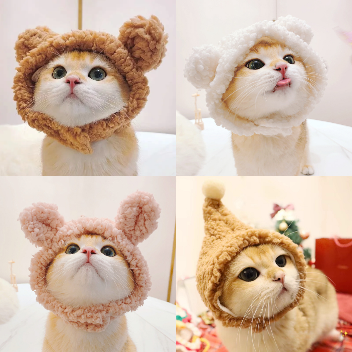 Casquette de chat drôle, couvre-tête en peluche, mignon chat chien tissé, coiffure chaude, chapeau pour animaux de compagnie, chaton, chiot, accessoires de Costume de Cosplay
