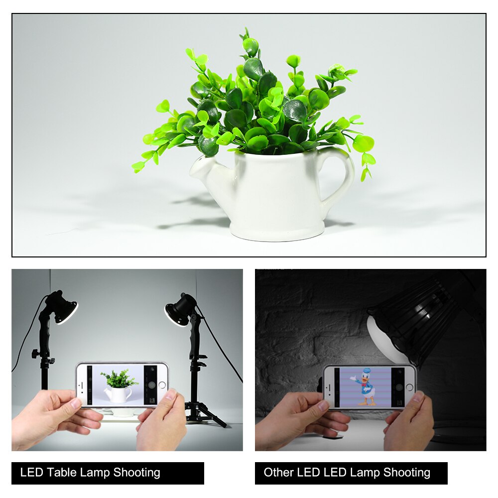 Photography Photo Studio LED Lamp Light Bulb 12W Handle Table Lighting Box With 2pcs 37CM Light Tripod Stand For Portrait Phone