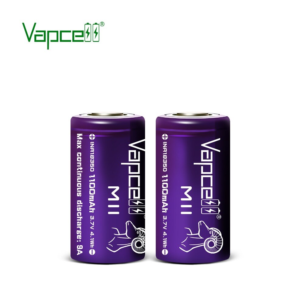 Vapcell li ion batteri 18350 1100 mah 9a 3.7v genopladeligt litiumbatteri til lommelygte/ elektrisk værktøj