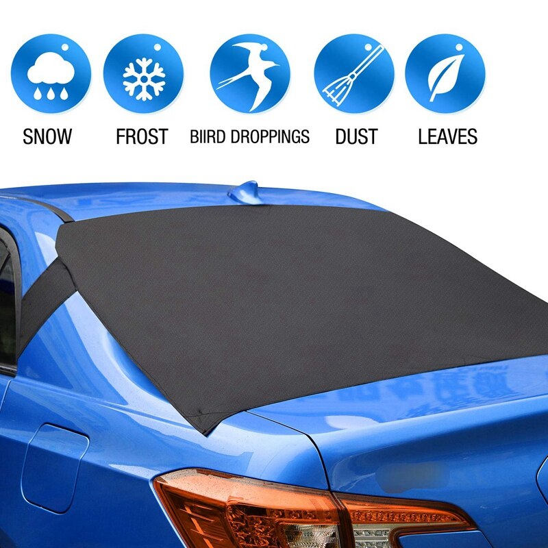 Pare-neige de pare-brise arrière de voiture, protecteur de couverture de glace de neige de Windsn arrière avec des rabats et 4 filets, protecteur d'ombre de soleil extérieur