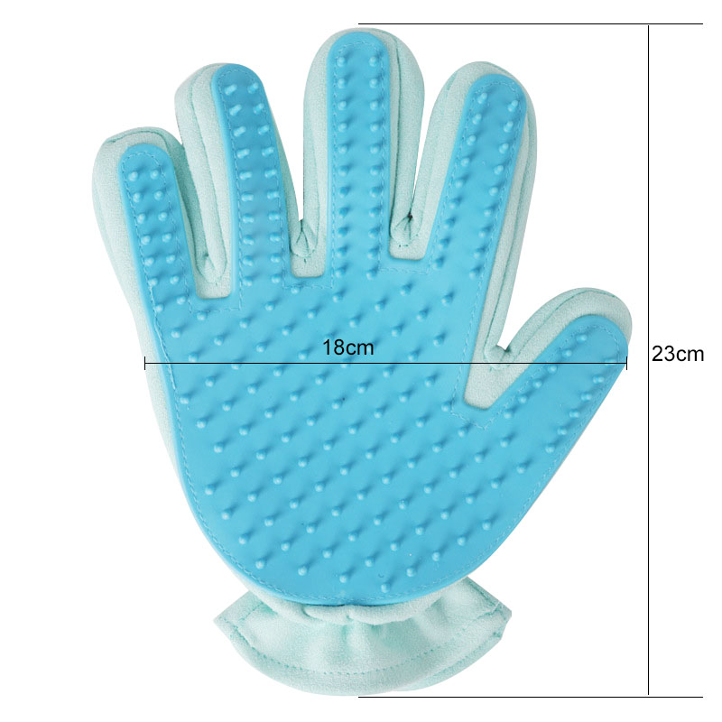 Guante azul de silicona para mascotas, guantes para eliminar el vello del gato, cepillo para gatos, cepillo para el baño de perros, cepillo para eliminar el pelo de los dedos