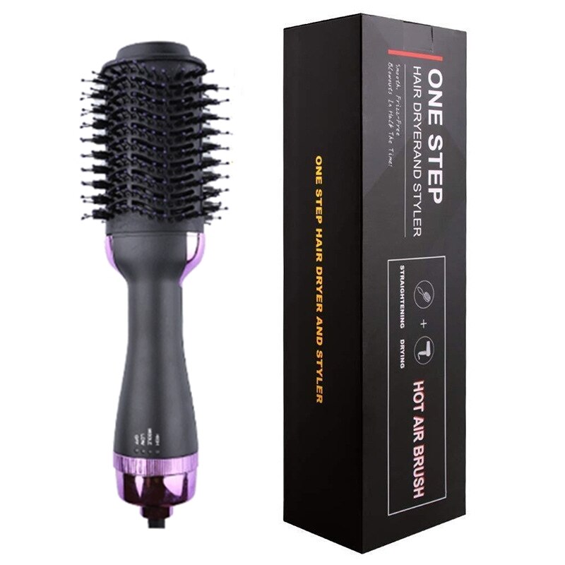 Einen Schritt Haartrockner Und Volumizer Gebläse Haar Trockner Heißer Pinsel Schlag Trockner 3 in 1 Haarbürste Styling Werkzeuge styler: uns-Stecker / Violett mit Kasten