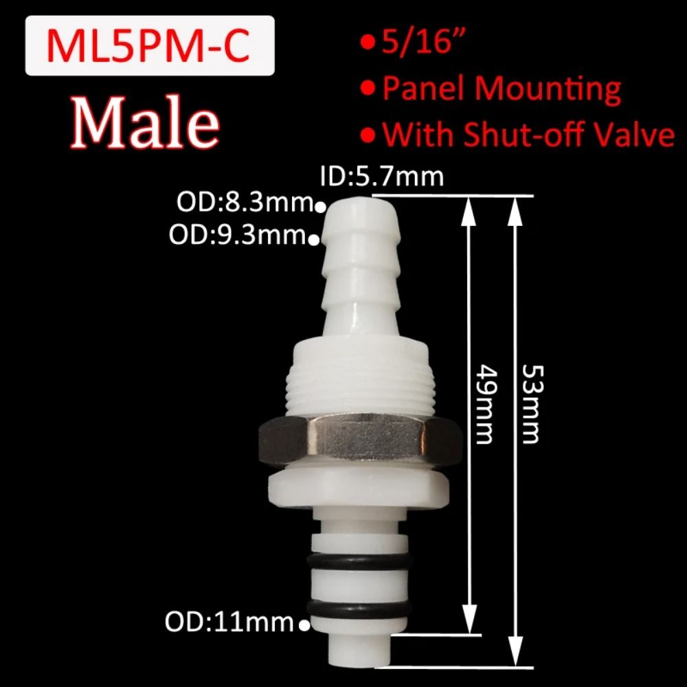 1Pcs Tube Connector Hose Joint Disconnect Fitting Coupling Male Female Quick Coupler 5/16 3/8 L-Series Hose Barb Valved: Brown