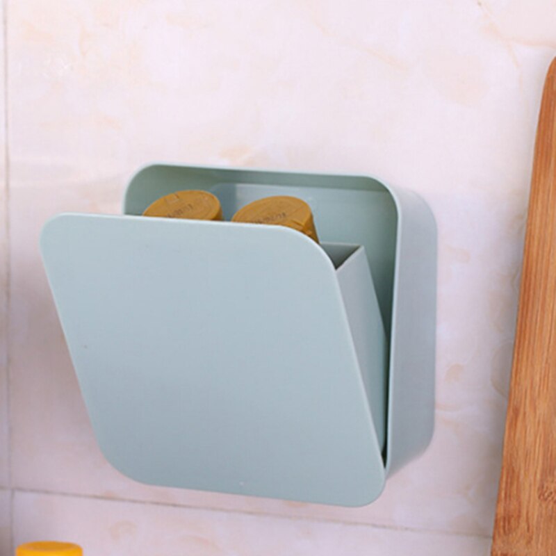 Wall-Mounted Paste Sealed Storage Box Plastic Square Finishing Storage Small Box Cosmetic Tableware Toothbrush Box