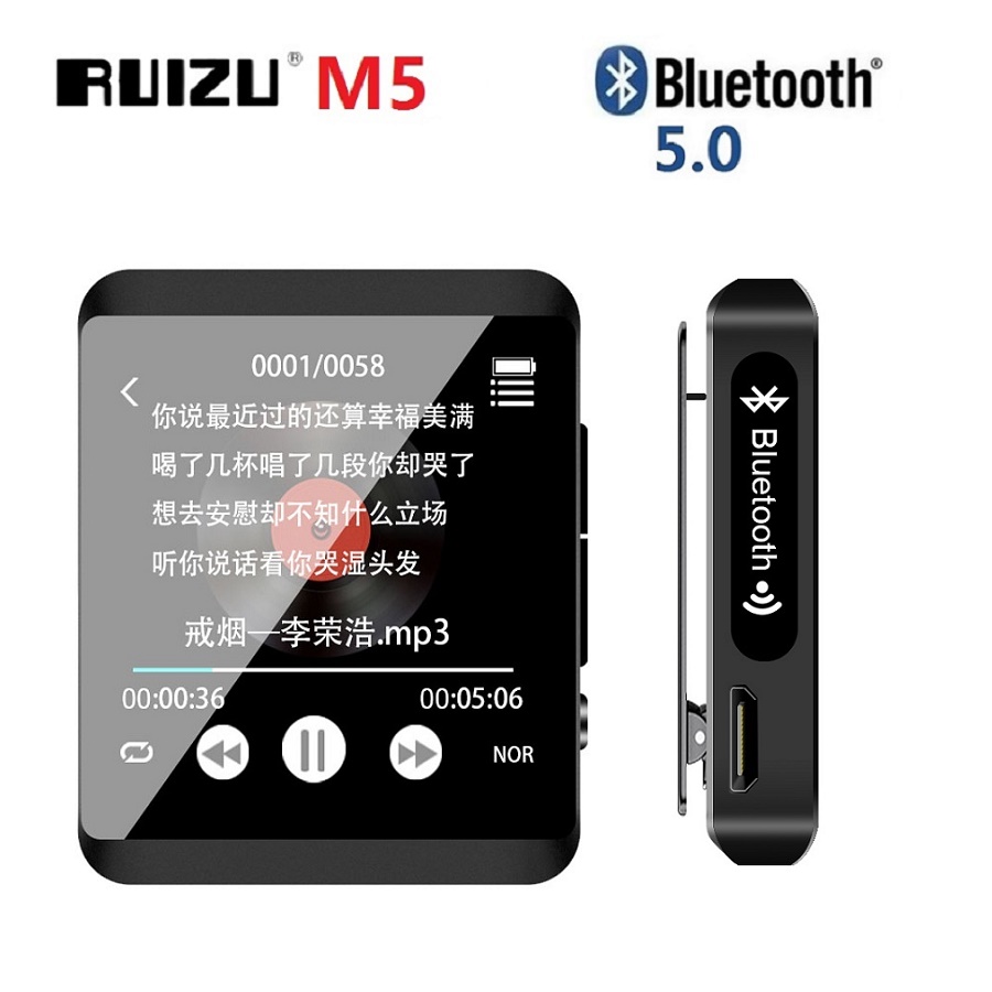 RUIZU M5 Sport Bluetooth MP3 Spieler 8GB 16GB voll berühren Bildschirm Mini Clip Musik-Spieler Mit FM, aufnahme, E-buch, Uhr, Schrittzähler