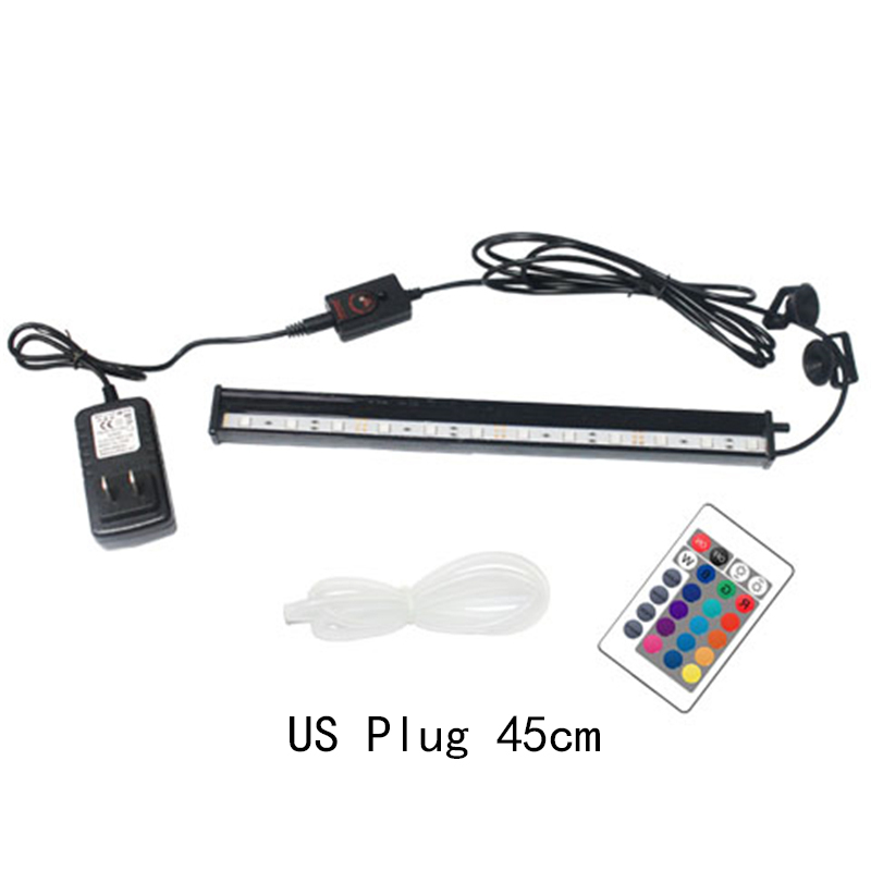 Bubble Aquarium Light Fish Tank Submersible Light EU US Plug Aquatic Air Bubble Oxygenation Lamp LED Aquarium Light: US Plug 45cm