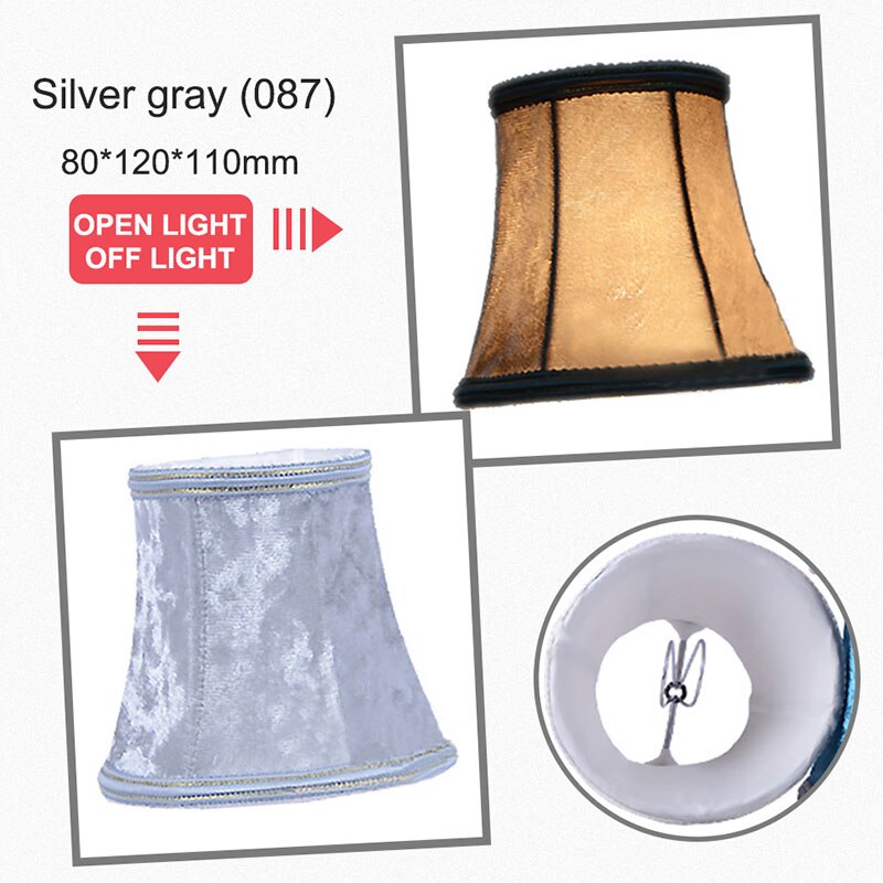 Art déco Lint abat-jour Style nordique lampe couverture pour E14 cristal lustre bougie lampe abat-jour pour chambre salon: Silver gray