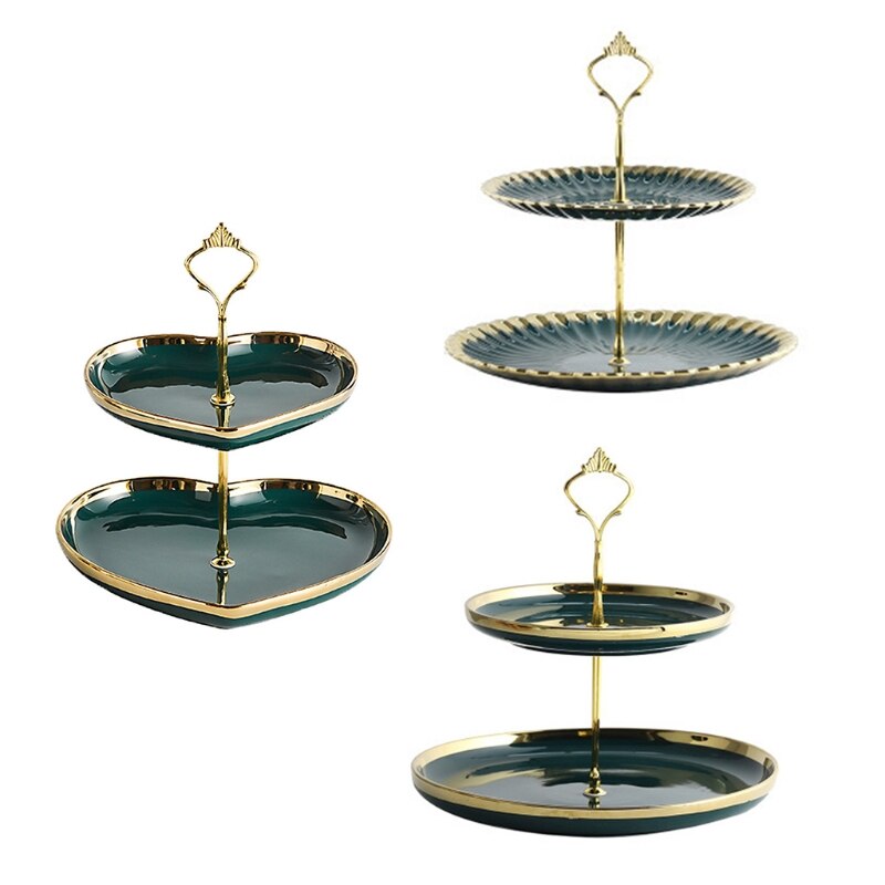 2 Tier Ceramic Cake Stand,Dessert Stand,Cupcake Stand,Tea Party Pastry Serving Platter,Food Display Stand for Tea/Coffee