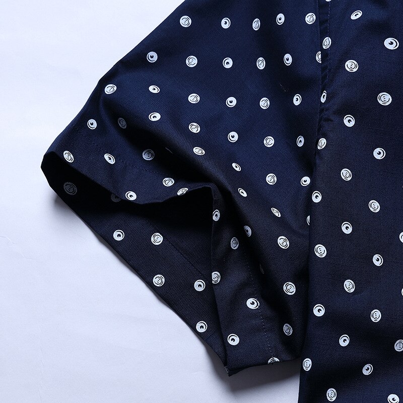Smart Casual Elegante Plain Homens Coube a Camisa Moda Polka Dot Vestido de Camisa Turn-down Collar Camisa de Manga Curta de Verão masculina