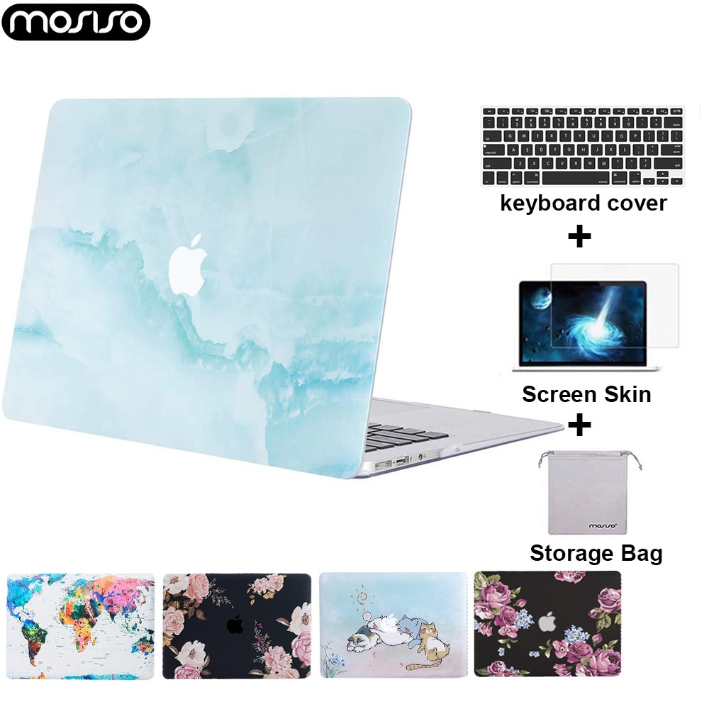 Mosiso laptophoes voor macbook air 13 inch,  a1466 a1369 + siliconen toetsenbordhoes + schermfolie + opbergtas