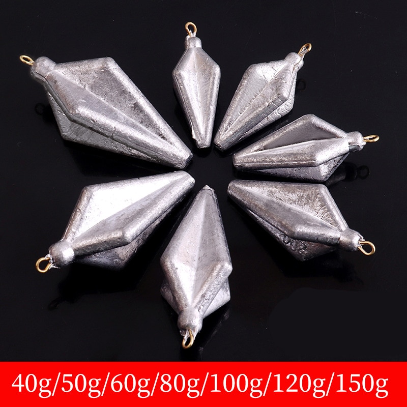 De plomo de 40g, 50g, 60g, 80g, 100g, 120g, 150g, plomo de cuatro esquinas, peso de plomo, tiro dividido en línea, aparejos de pesca, accesorios de gancho 1 pieza