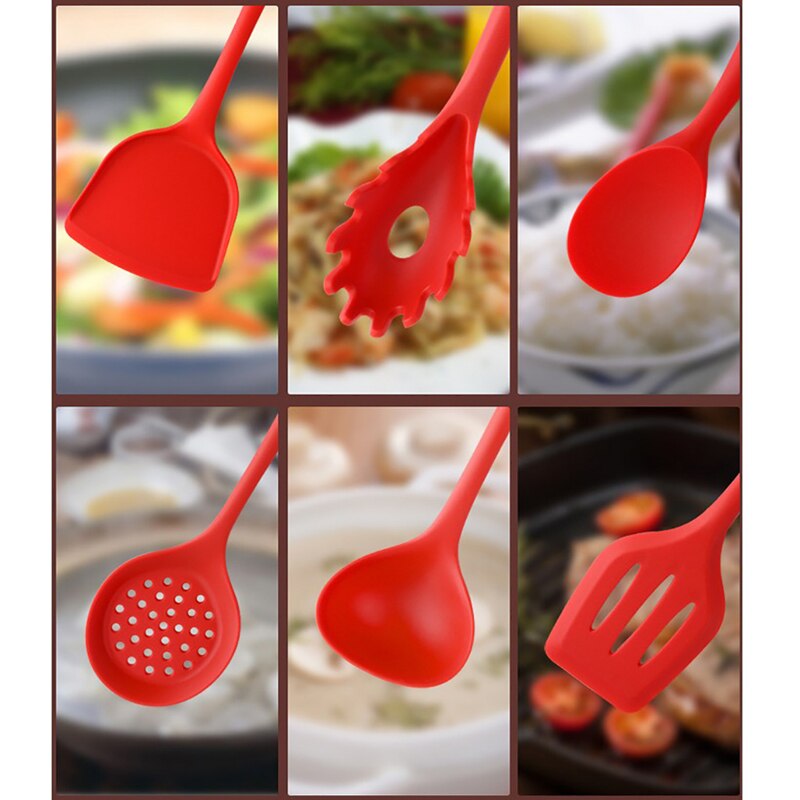 Silicone Kitchenware Cooking Utensils Set Non-stick Cookware Spatula Beaters Handle Kitchen Cooking Tool Set