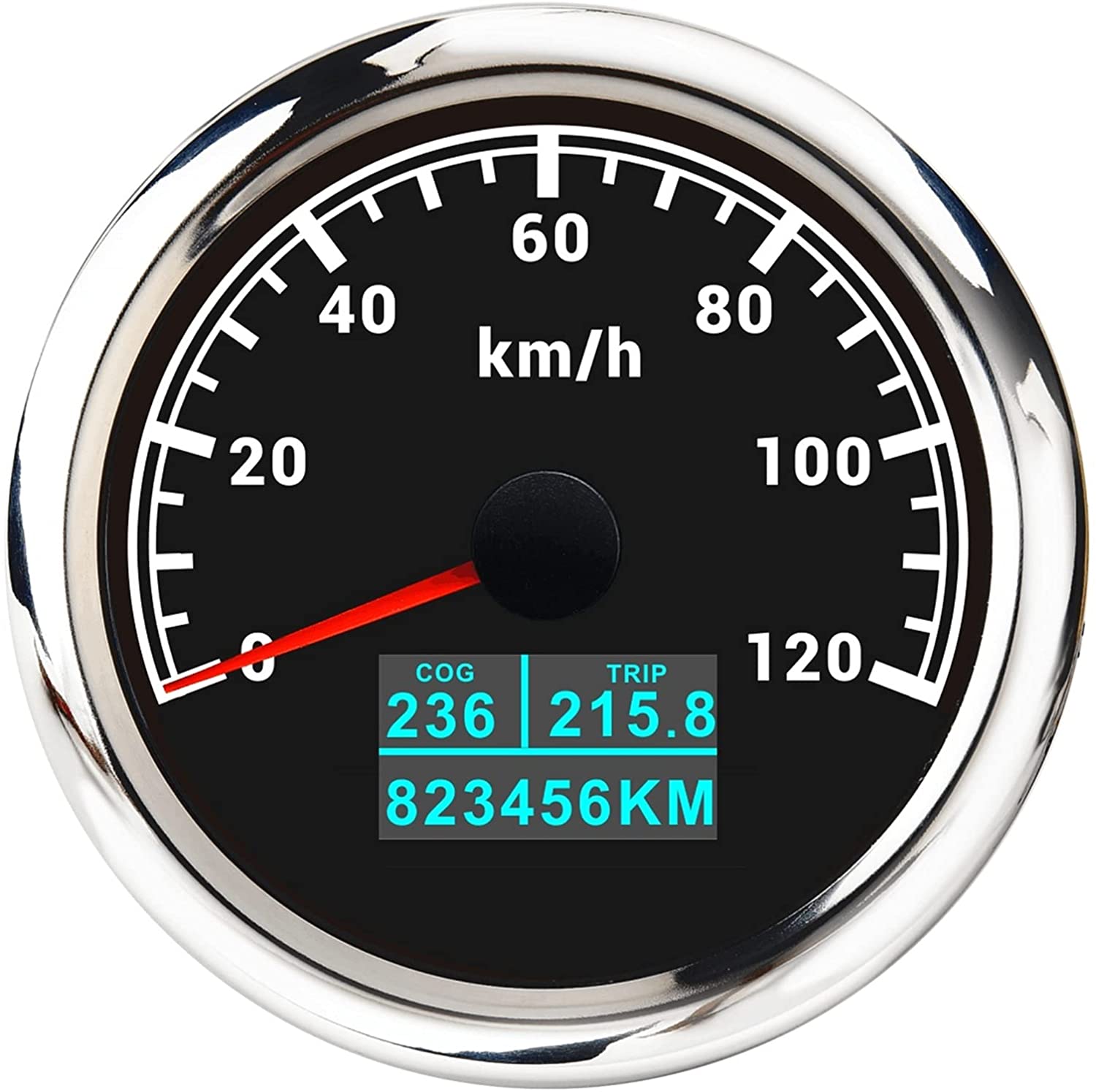 Neue 85mm GPS Tachometer Mit Rot, Grün, Blau, Weiß, Gelb, Cyan, lila Farben Hintergrundbeleuchtung Für Auto Boot Motorrad: 120KBS