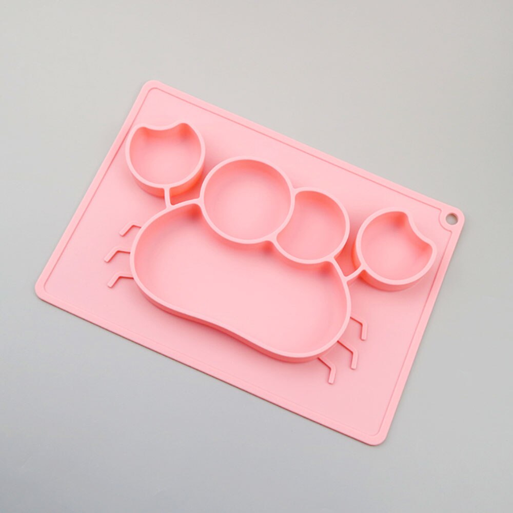 Silicone world Baby Plates Safe Silicone Dining Plate Children Dishes -proof Training Tableware Kids Feeding Silicone Bowls: Pink Crab