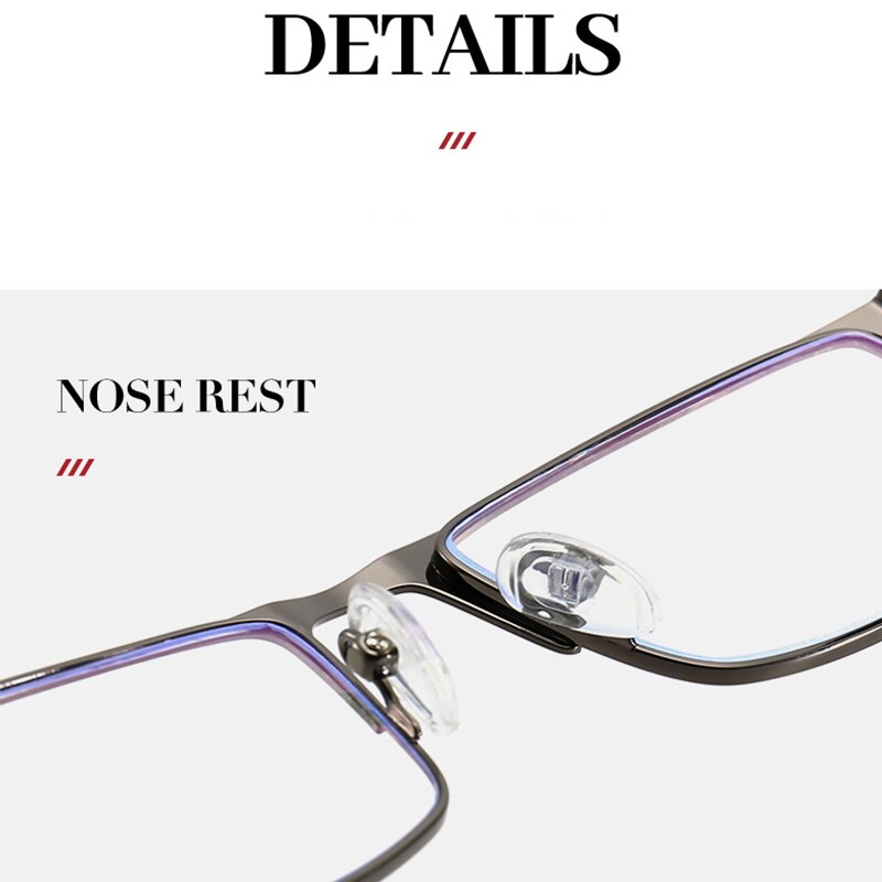 Computer Reading Glasses Blue Light Blocking Anti Eyestrain Metal Full Rim Readers for Women Men +100 +150 +200 +300 +400 Streng