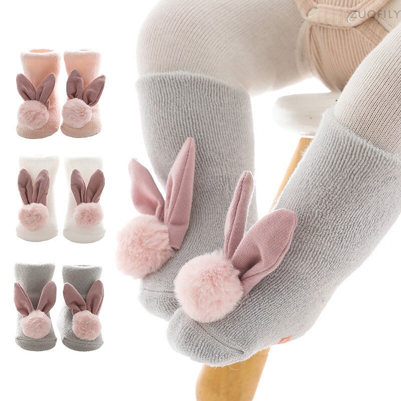 New Baby Warm Socks Toddler Indoor Winter Sock Shoes neonato in cotone spesso ragazza Infant Lovely Animal Rabbit Socken Kids Socking