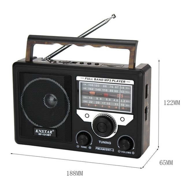 Retro Bluetooth Draagbare Multi Band Radio Ontvanger Fm Radio Sw Korte Golf Plug-In Kaart U Disk MP3 Speler: Black