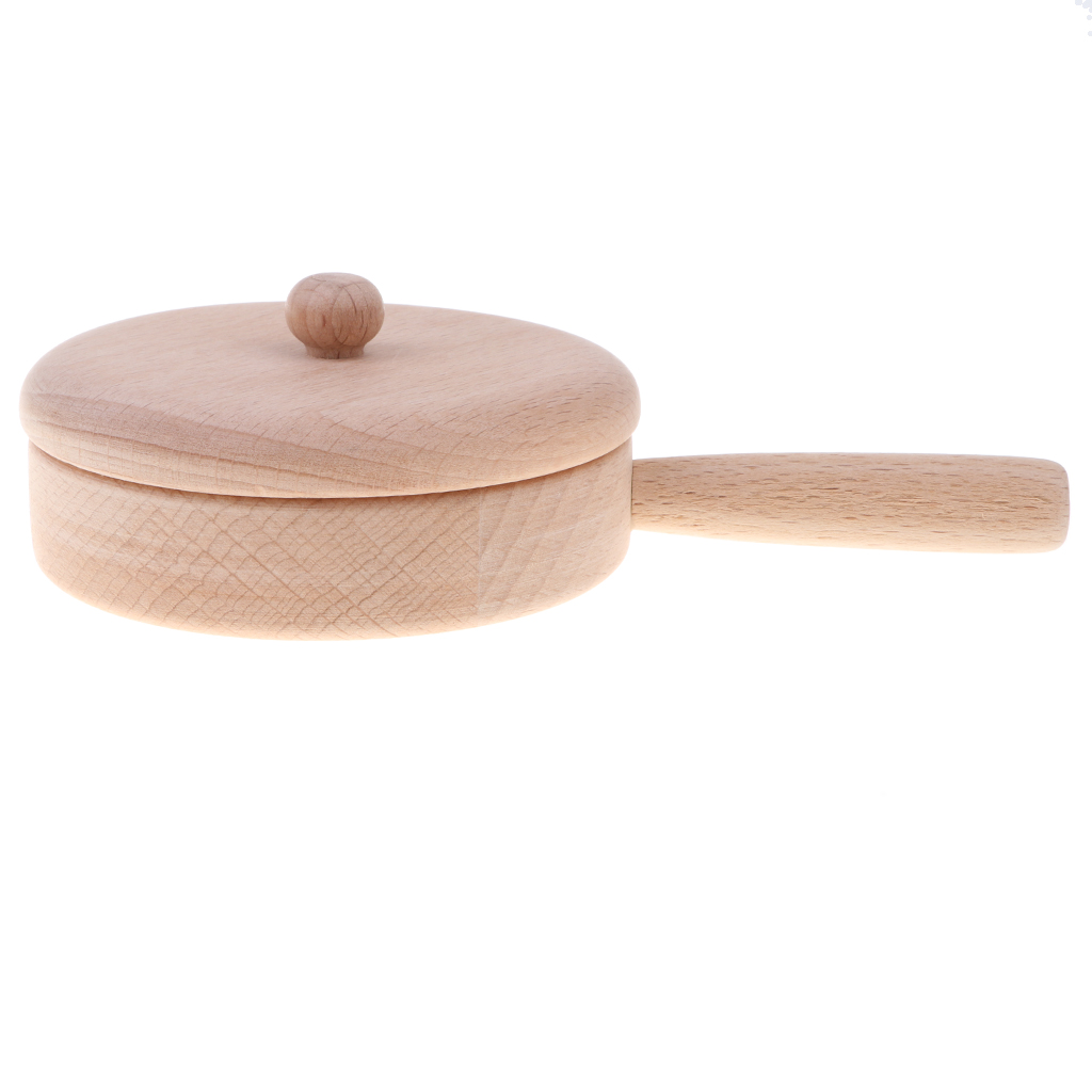 Zabawa z litego buku drewniana zabawka kuchenna-naczynia kuchenne/naczynia kuchenne/zastawa stołowa szef kuchni rola udawaj zagraj w zabawki kuchenne prezent-patelnia S