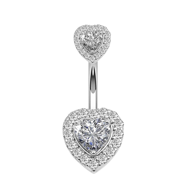 1 Pza anillos de ombligo de acero inoxidable Corazón de circonio Piercing ombligo barra Piercing pendiente sexi Piercing para el cuerpo joyería de mujer Oreja: YLBJ1003A