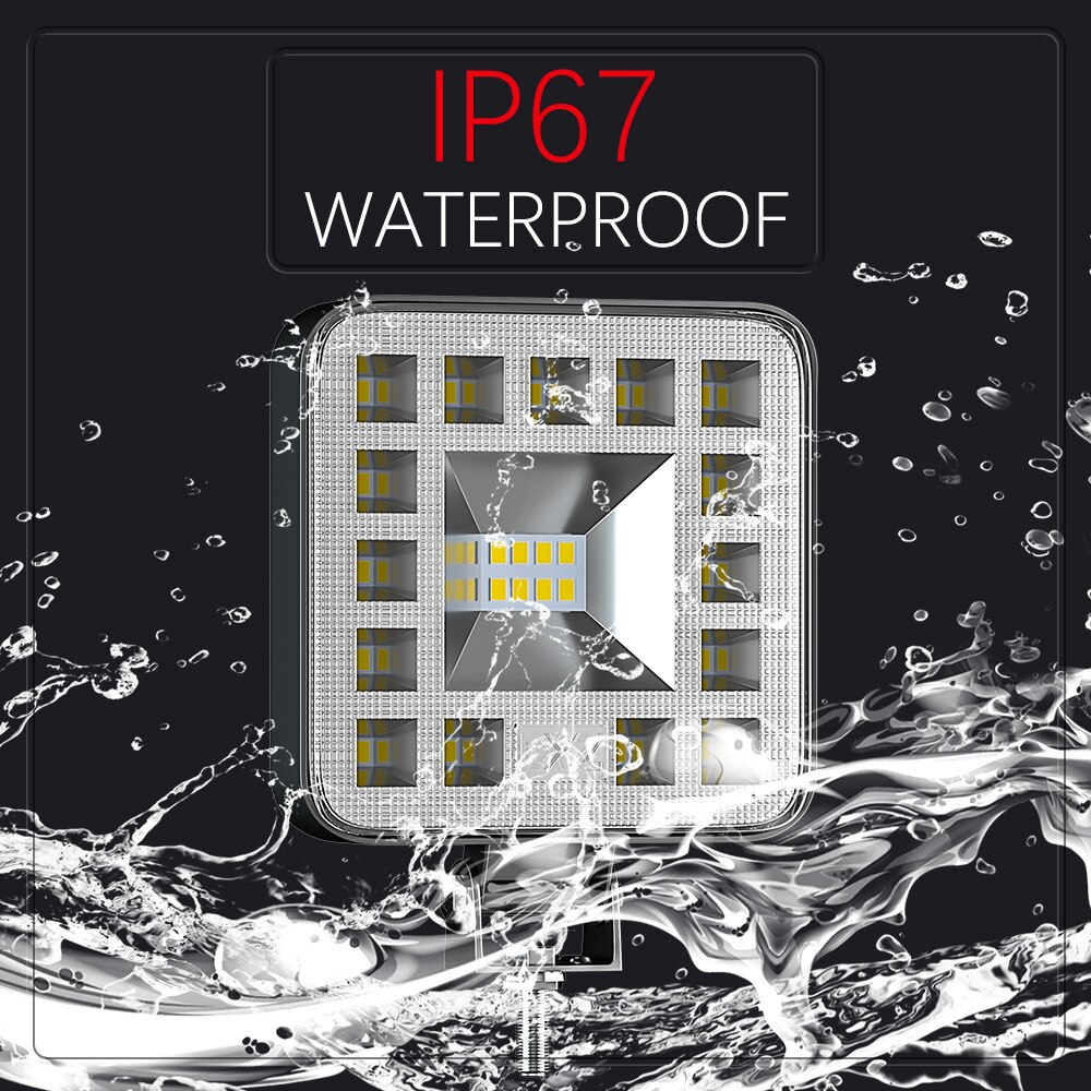 2pcs/lot Car Work Light MINI Square 23 LED 69W Off Road Spotlight Modified Lamp Car Headlight With Bracket for 12-36V SUV Truck