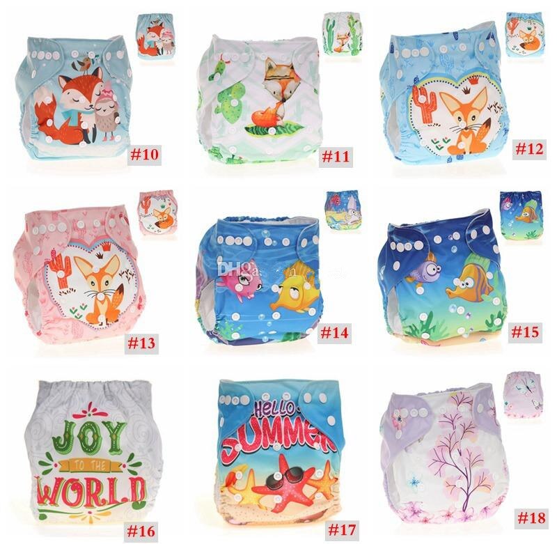 Baby Reusable Diapers Cloth Infant Washable Cartoon Unicorn Animal print Diaper Cover Kids Christmas Halloween Nappies 10pcs/lot