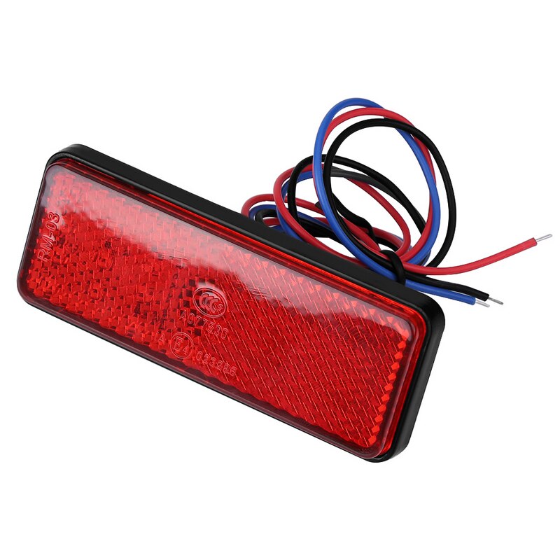 12V Red Motorcycle LED Reflector Light Truck Scooter ATV 24LED Rectangle Tail Brake Stop Light Waterproof