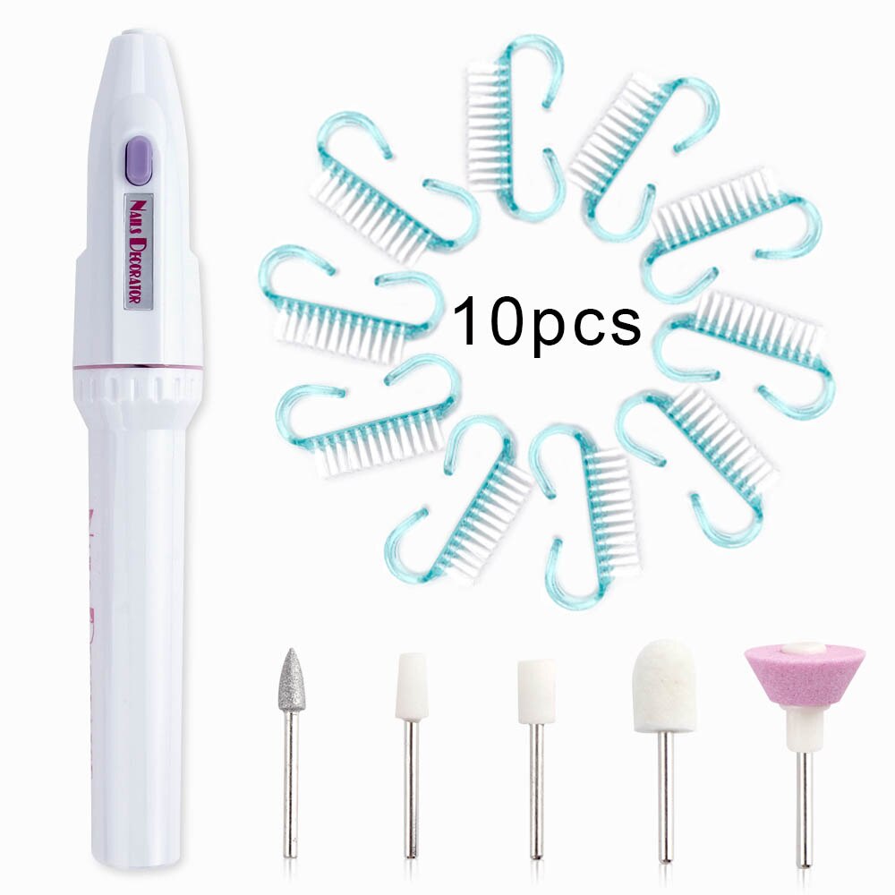 Elektrische Nail Boor Machine Draagbare Nagel Boren Manicure Pedicure Apparatuur Nail Borstel Stof Borstel Polijsten Gereedschap: set 9