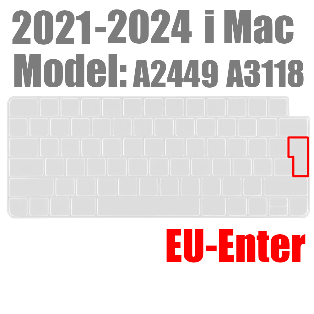 For Apple iMAC Keyboard Cover release) A2450 A2449 Magic Keyboard Stickers Protector Silicone Bluetooth keyboard case US: EU- type clear