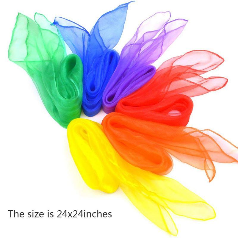 12 pièces carré jonglage soie danse foulards ic astuces accessoires de Performance accessoires mouvement foulards rythme bande écharpe 24 par 24