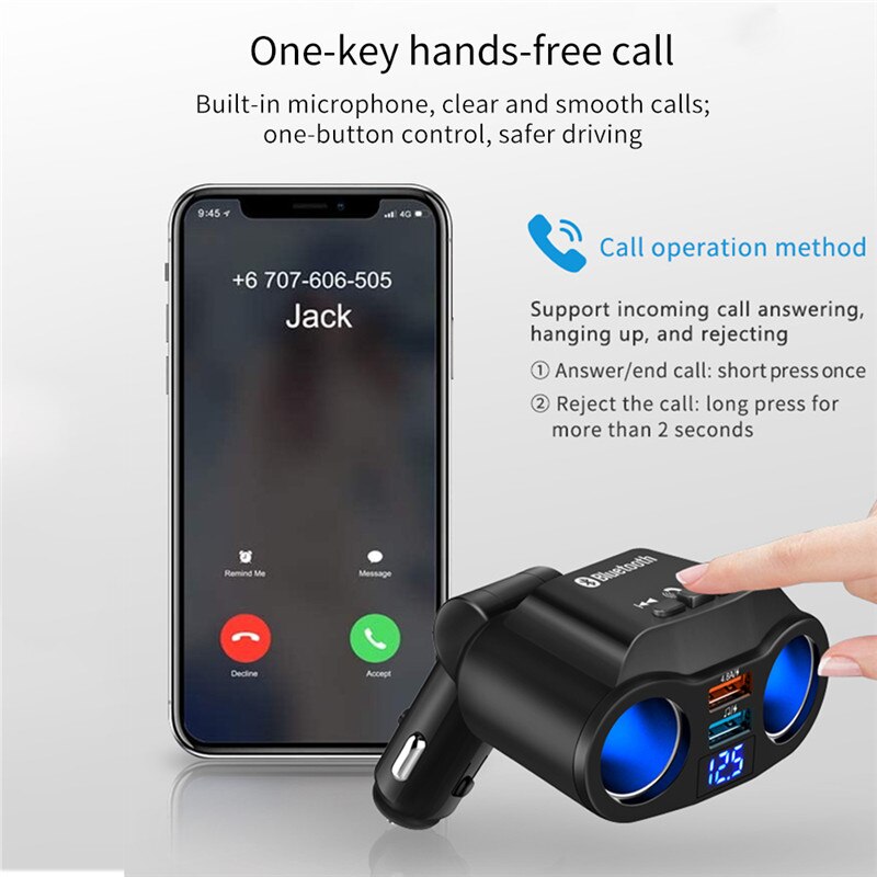 Uslin 120W Fm-zender Bluetooth 5.0 Handsfree Car Kit Audio MP3 Speler QC3.0 QC4.0 5A Snelle Charger Auto Fm modulator