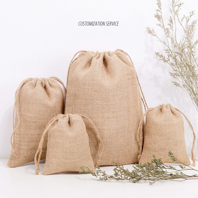 D0LF Draagbare Jute Tasje Reizen Wasserij Wassen Pouch Schoen Kleding Organizer