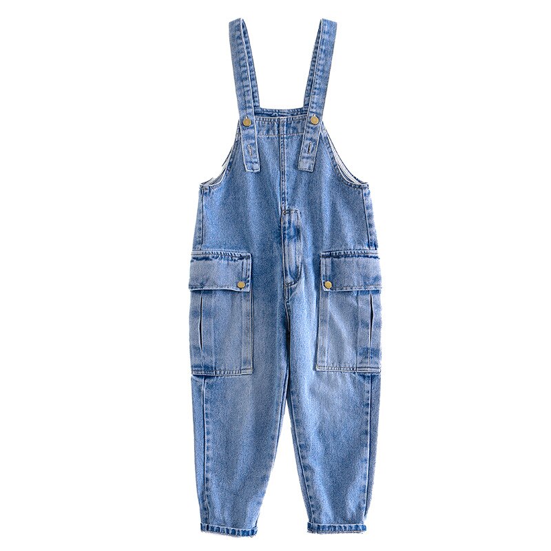 Blauwe Denim Overalls Jongens Werk Cargo Broek School Chic Multi-Pocket Bib Broek Jumpsuit Overalls Voor Grote Jongens 6-14 Jaar: 8