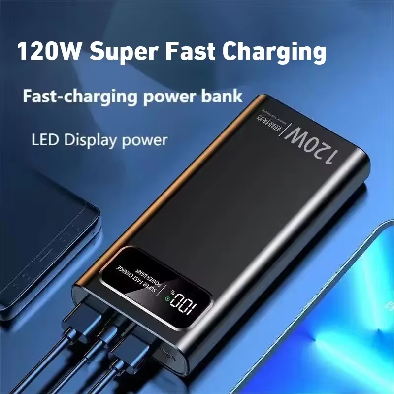 120W Super Fast Charging Power Bank With LED Digital Display 200000mAh Large Capacity External Battery Portable For phones