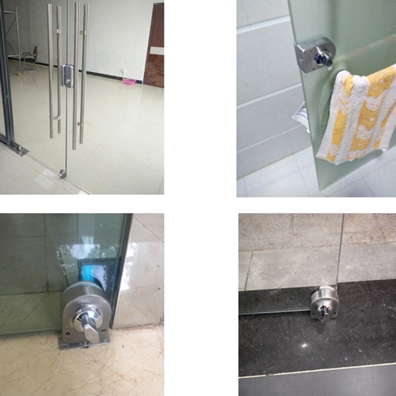 Glass Sliding Door Latch Lock Non-Apertured Stainless Steel Glass Door Lock for Shower Room Bathroom Accessories