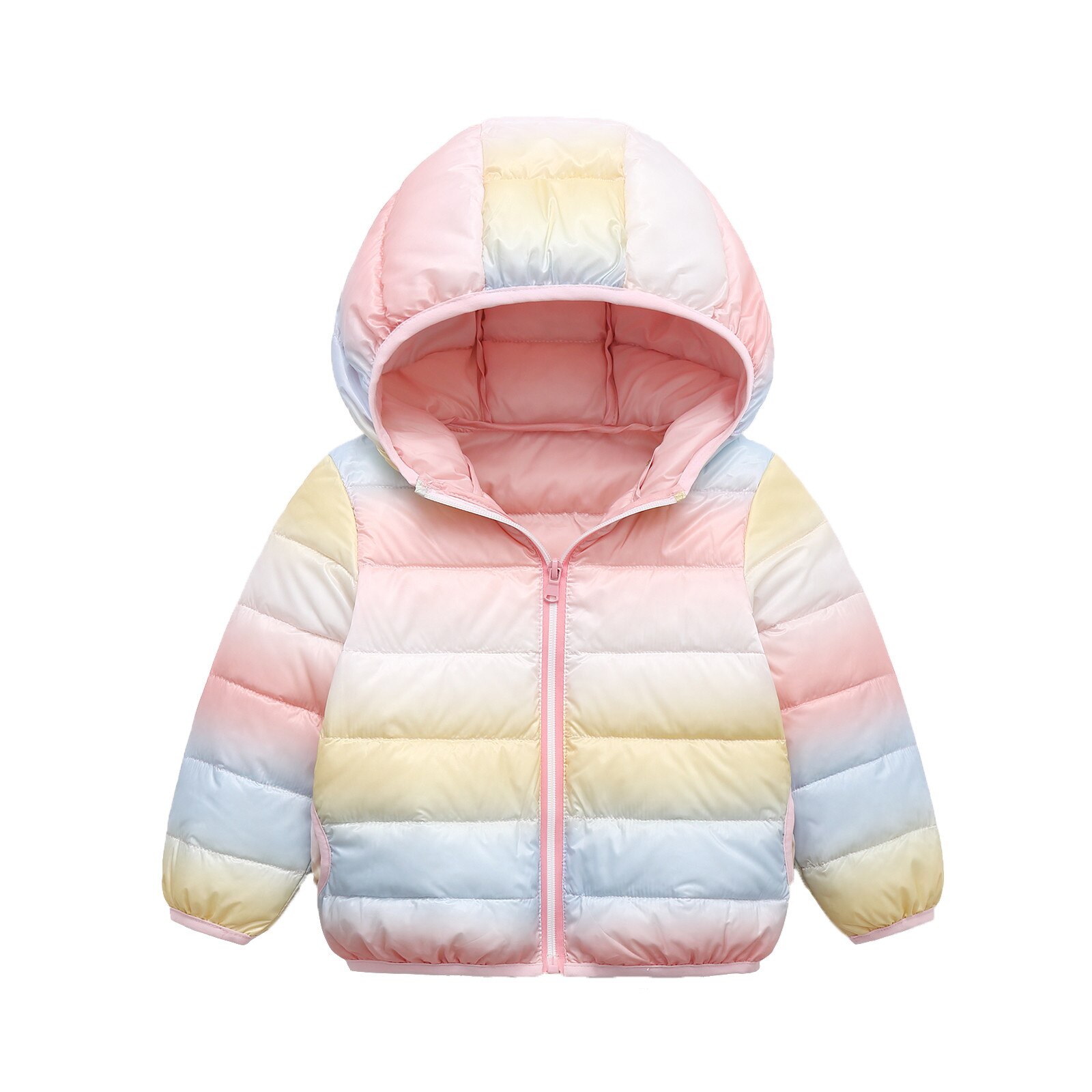 Baby Winter Rainbow Jacket Newborn Baby Boys Girls Long Sleeves Tie-dye Hooded Coat Zipper Warm Clothes Куртка Зимняя Женская: Pink / 5
