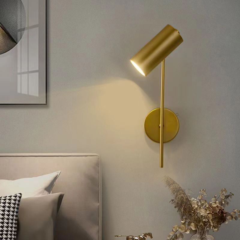 Moderne nordisk væglampe drejelig led-lys soveværelseslampe sengelampe læs minimalistisk sort guld interiør boligindretning væglampe