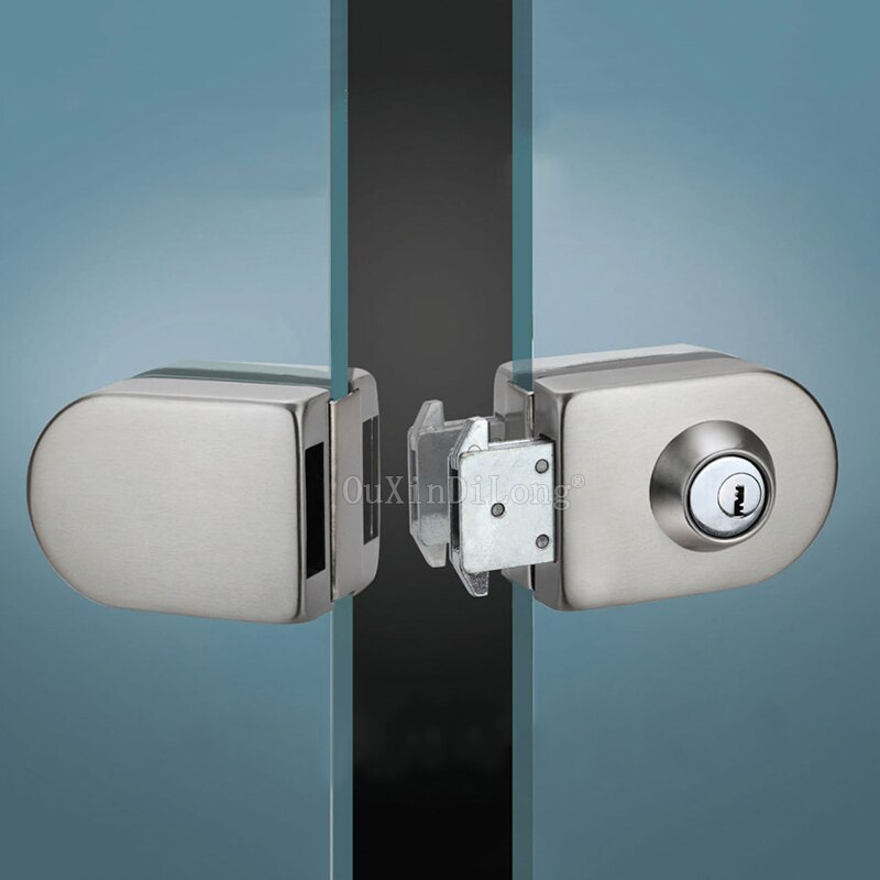 Sliding Central Glass Door Lock,stainless steel,No need to open holes,Bidirectional unlock,Frameless glass door CP397