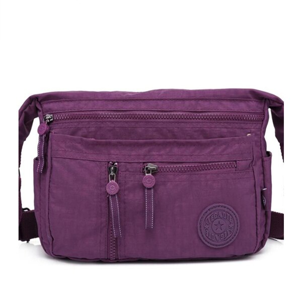 TEGAOTE Small Bags for Women Messenger Crossbody Shoulder Bag Beach Nylon Ladies Solid Bolsa Feminina Multi Zipper Satchel: Purple