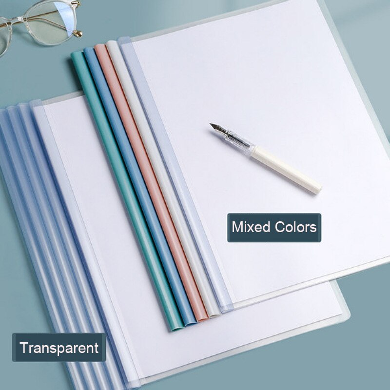 A4 Water Transparent Folder Trolley Clip Report Folder File Case Presentation Folder Resume Folder Business Supplies