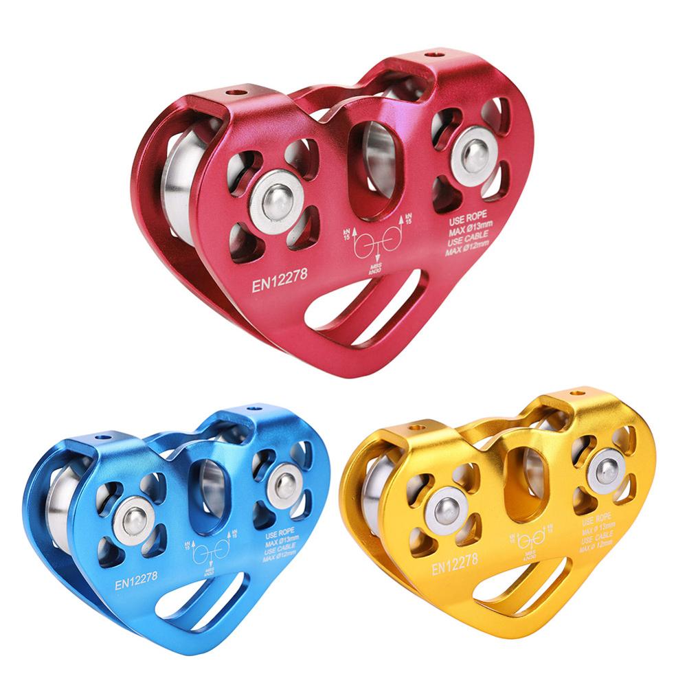 30KN Dual Pulley Zip Line Rescue Cable Trolley Outdoor Rock Climbing Equipment Outdoor Climbing Dual Pulley Accessories